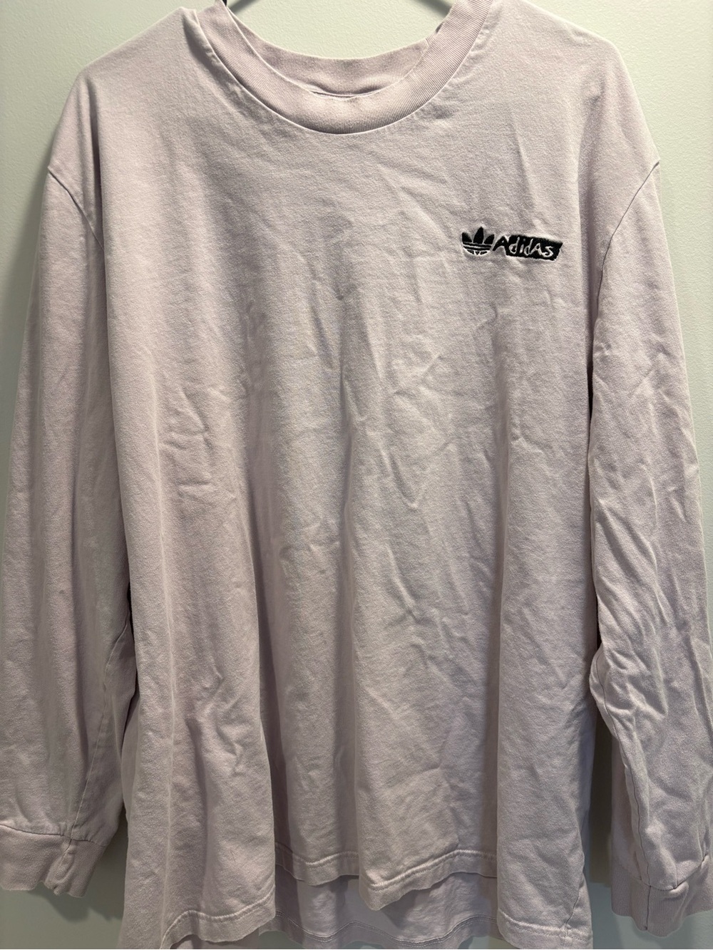adidas Men's Long-Sleeve Tee in Pale Pink with Trefoil Logo
